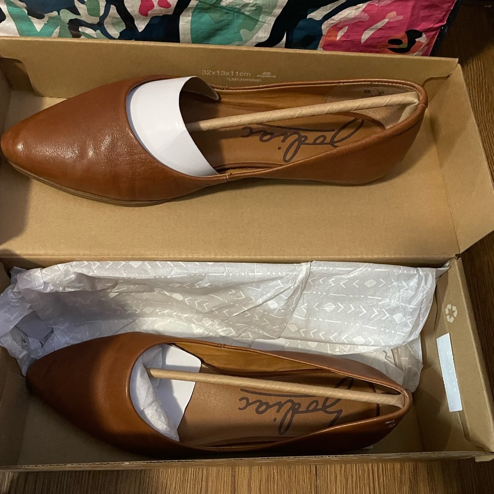 Brown and White Women's Flats